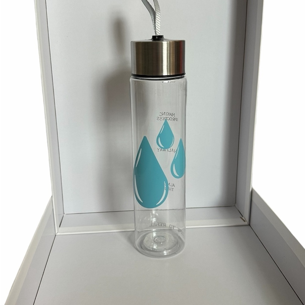 Clear Water Bottle with Silver Cap with Drink Reminders 16oz